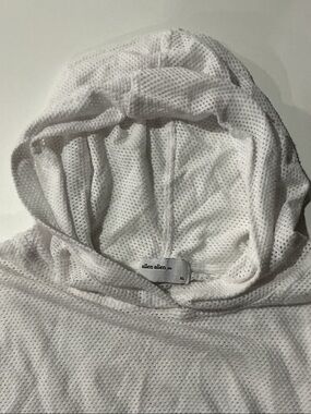 Allen Allen White Men’s Mesh Zip-Up Hoodie Sweater